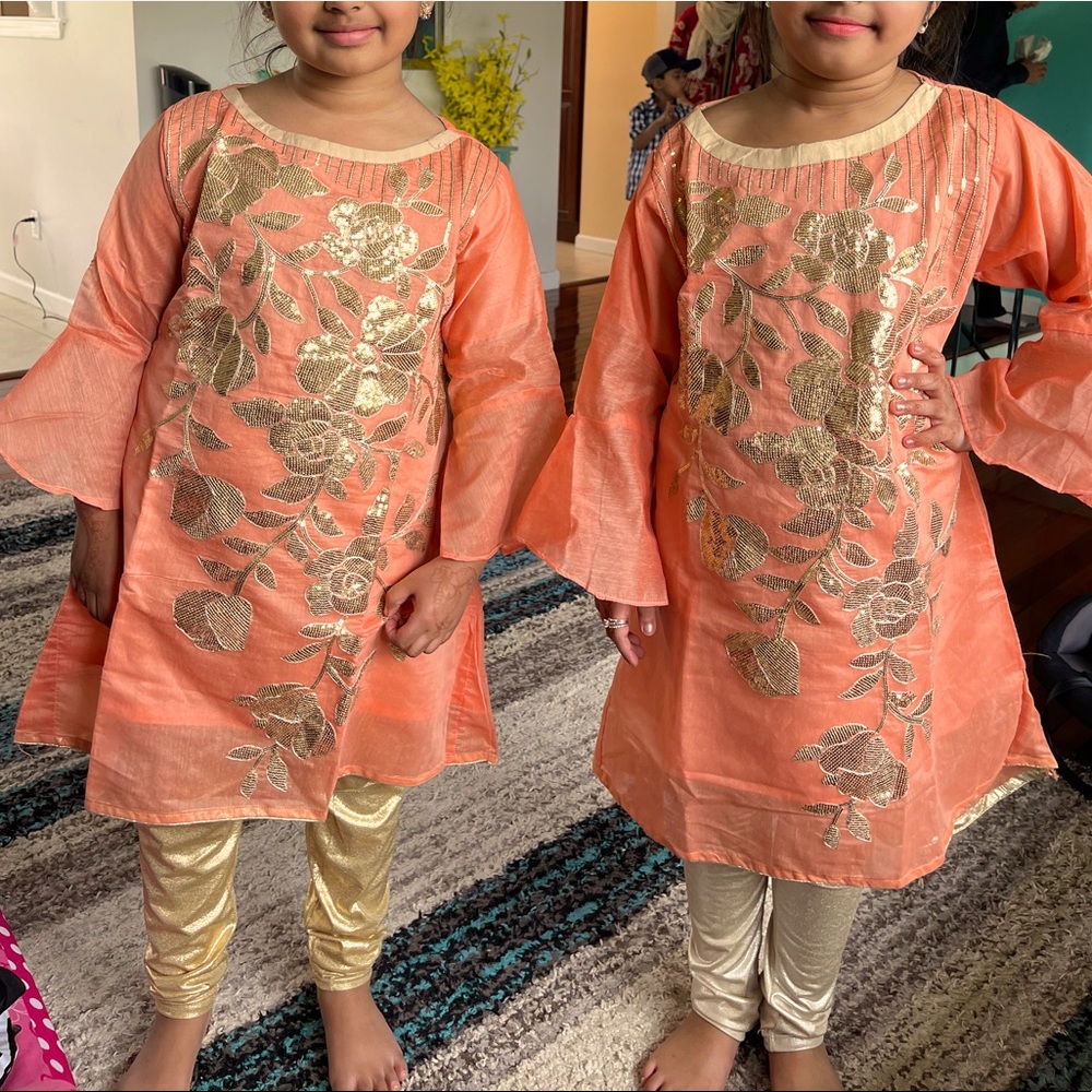2 matching indian pakistani kurtas for girls